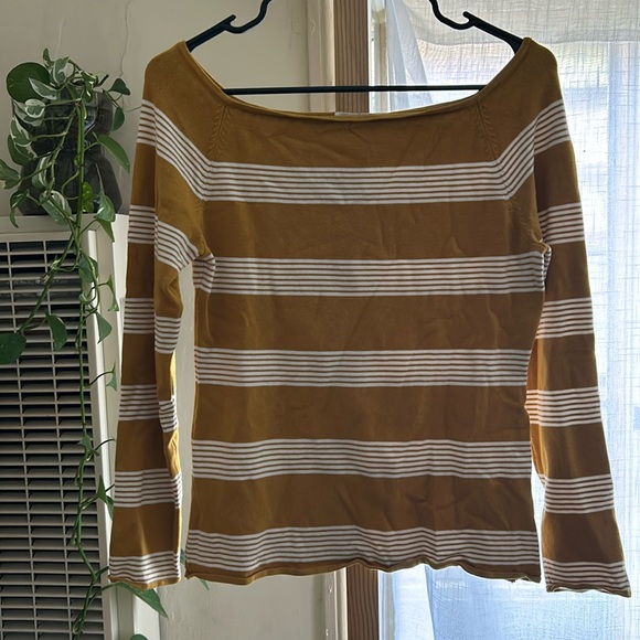 H&M Tops - H&M Gold and White Striped Sweater